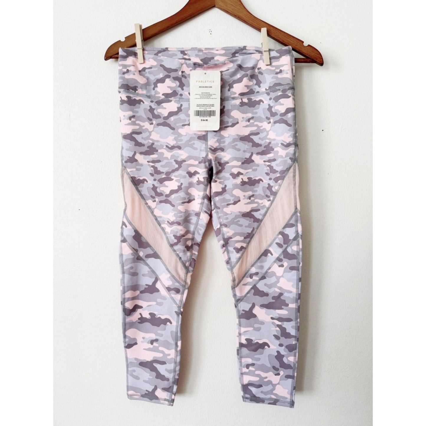 Fabletics Pink & Gray Camo Leggings with Mesh Panels small NWT