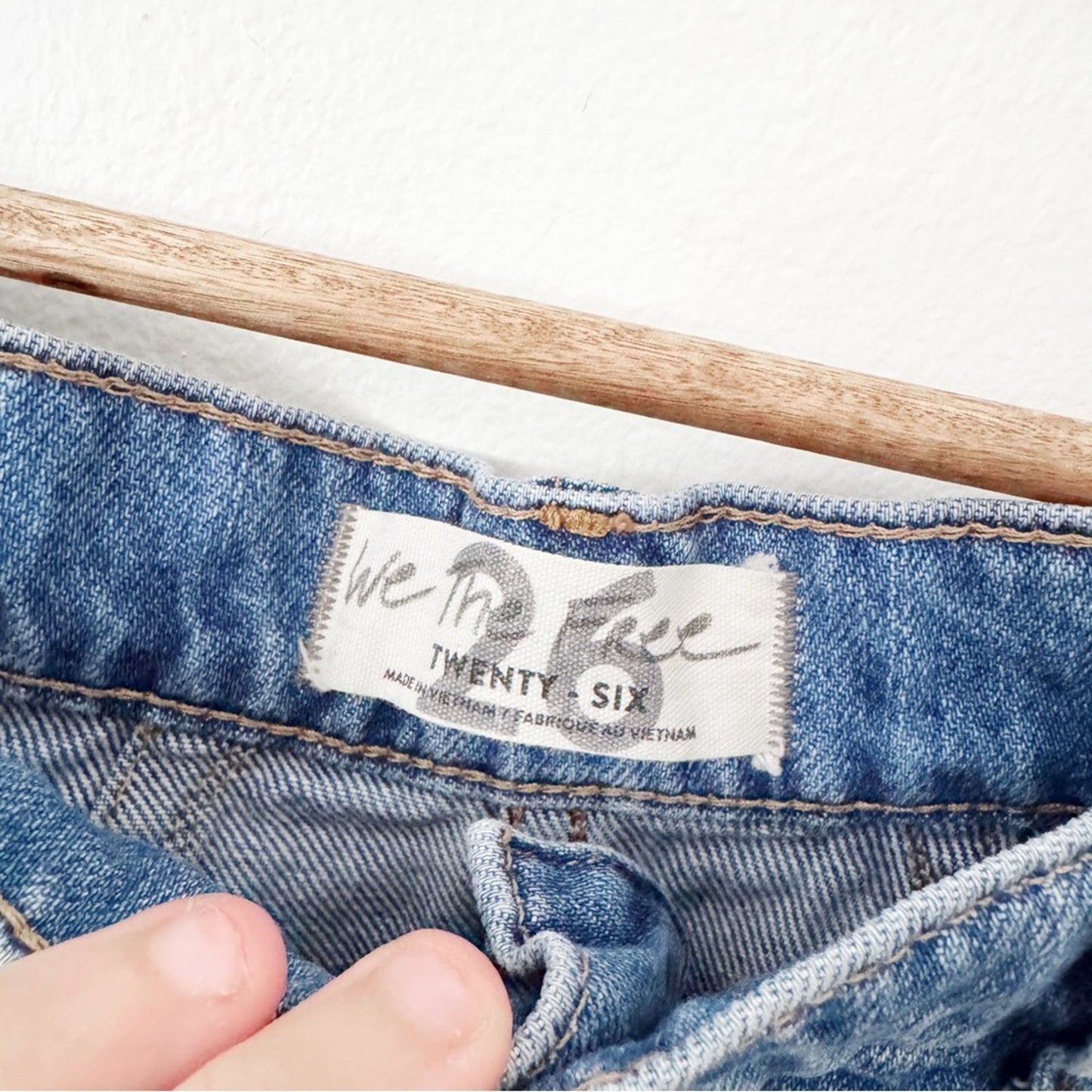 We The Free Blue Denim Mini Skirt with Frayed Edge size 26