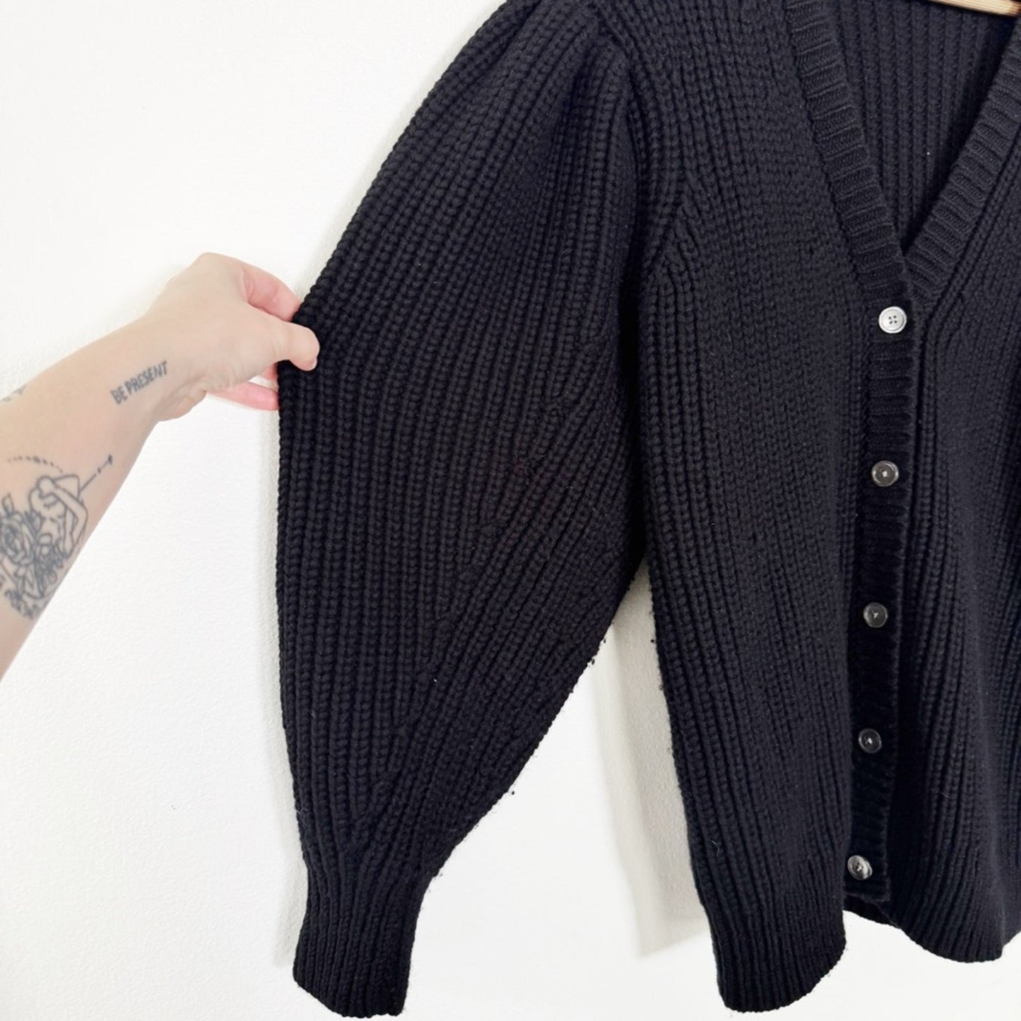 Michael Kors Collection Black Cashmere V-Neck Button Cardigan Sweater medium
